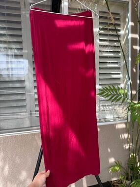 Women’s Red Maxi Skirt - Sleek Stretch with Slit